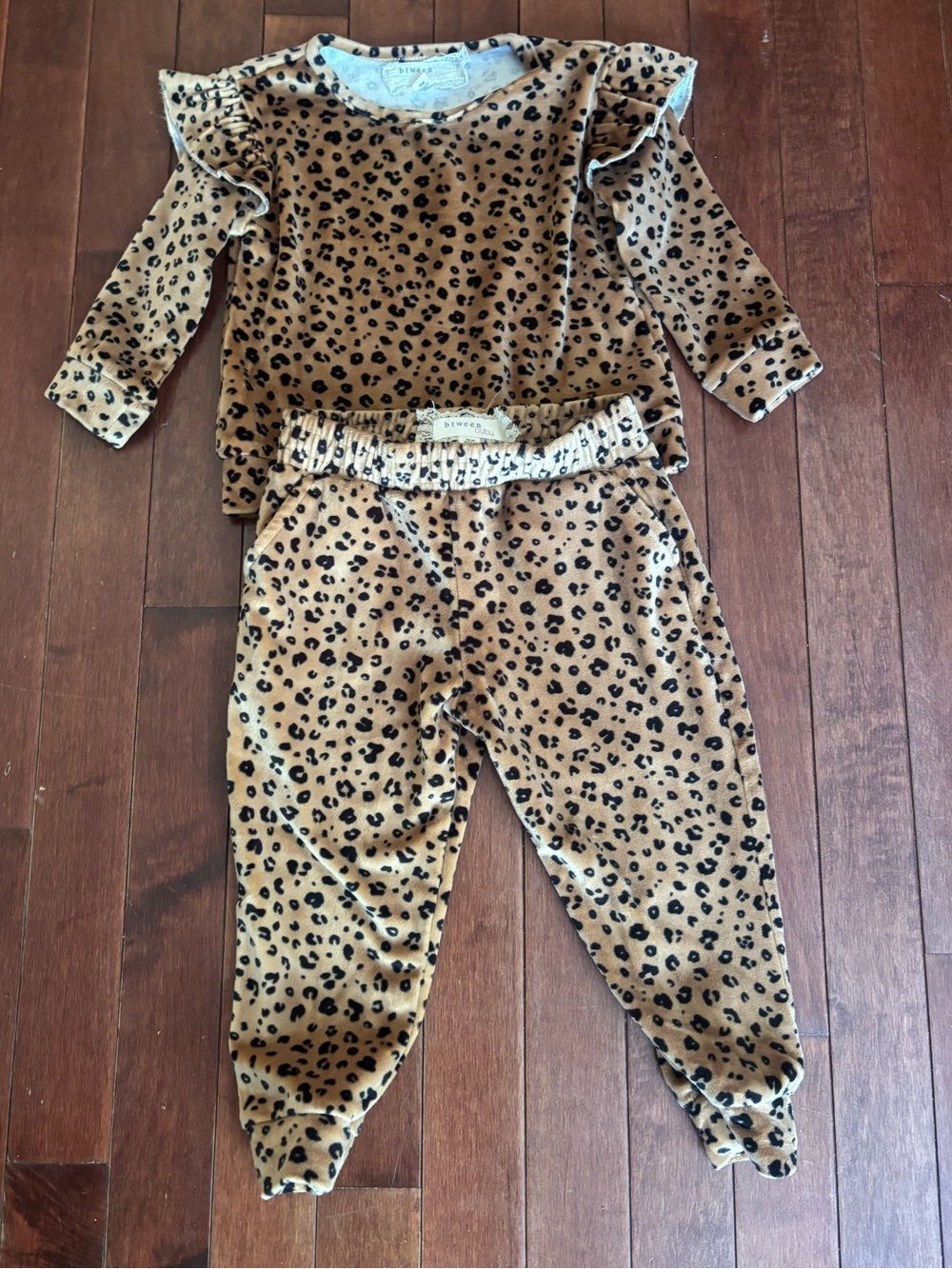 Tan and Black Cheetah Leopard Print Baby Girl Set 18 months
